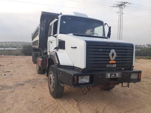 À vendre Tracteur avec semi remorque benne TP Renault CLM 385 complet