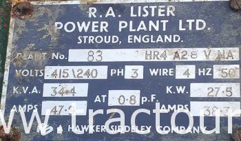 À vendre Groupe électrogène Lister 34.4 kVA complet