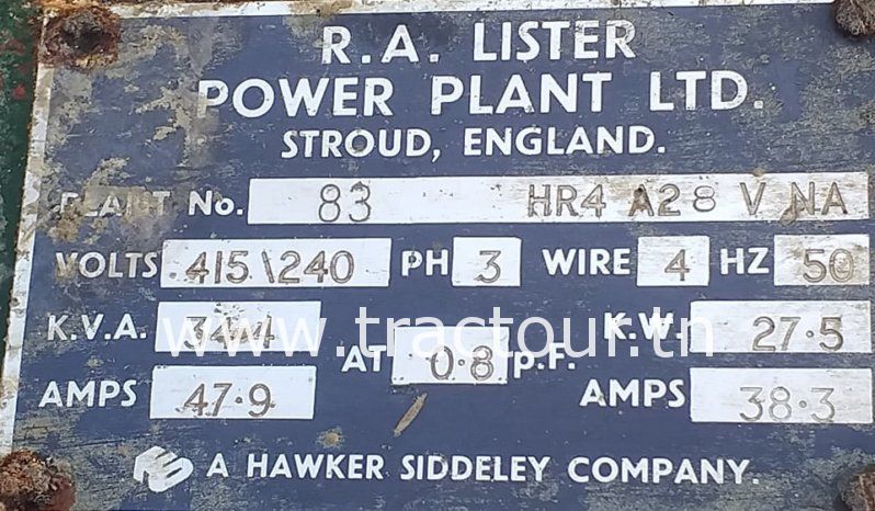 À vendre Groupe électrogène Lister 34.4 kVA complet