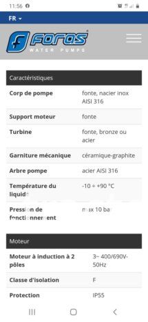 À vendre motopompe électrique Foras 7.5 ch – 380 V complet