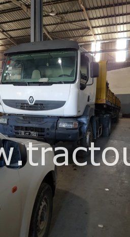 À vendre tracteur routier Renault Kerax 380 DXI avec semi remorque plateau avec ridelles complet