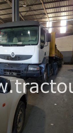 À vendre tracteur routier Renault Kerax 380 DXI avec semi remorque plateau avec ridelles complet