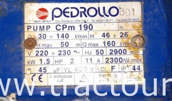 À vendre motopompe électrique Pedrollo 2 ch – 220 V – débit 140 L/min à 26m (Made in Italy) complet