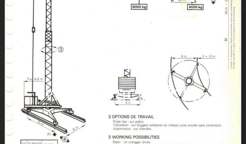 À vendre Grue à tour Potain GMR 263A Hauteur 30 m Flèche 30 m (1976) complet
