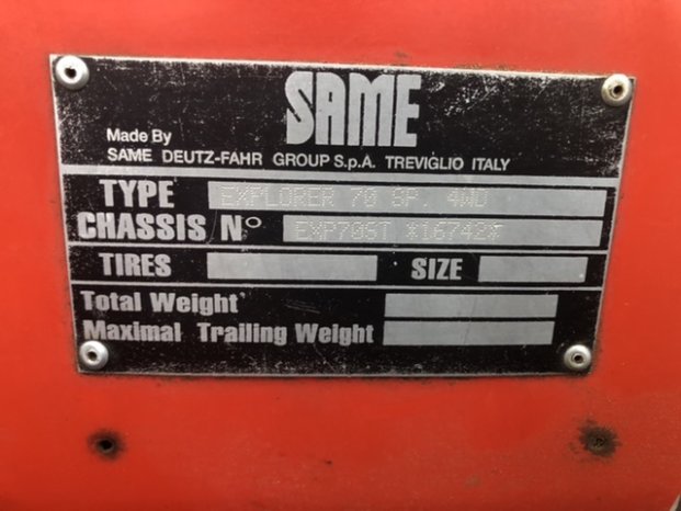 À vendre Tracteur avec matériels Same Explorer 70 complet