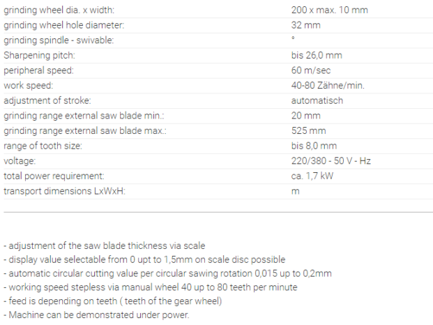 À vendre Affûteuse de fraise scie Vollmer CMS 13 M  Diamètre fraise scie : jusqu’à 525mm complet