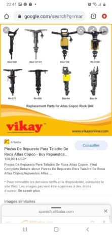 Cherche (نلوج على) marteau perforateur pneumatique de marque Atlas Copco ابحث عن   complet