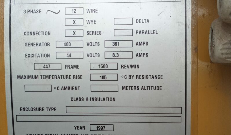 À vendre Groupe électrogène 6 cylindres Caterpillar 250 kVA – 300 ch (1997) complet