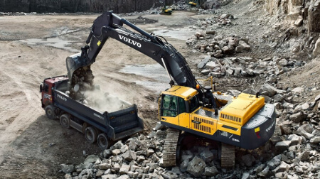 mines carrieres pelle sur chenille