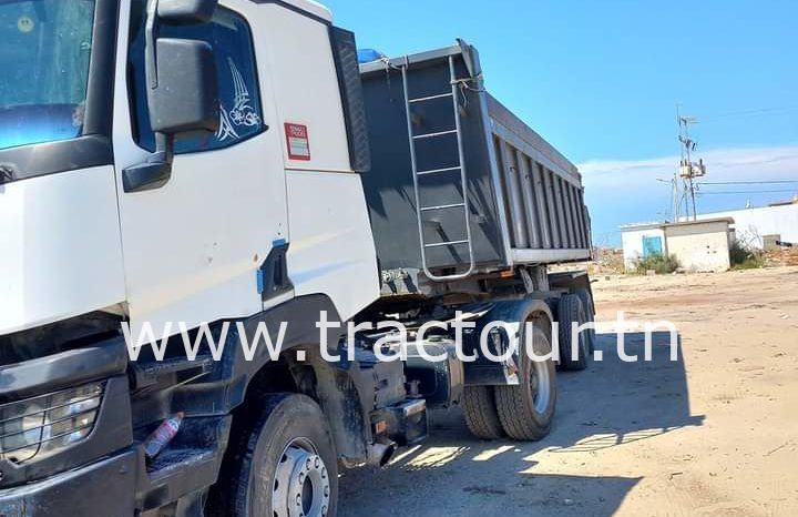 À vendre Tracteur Renault K 440 avec semi remorque benne TP Sicame (2018) complet