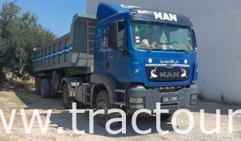 À vendre camion Man TGS 19.400 avec semi remorque benne TP Tunicom complet
